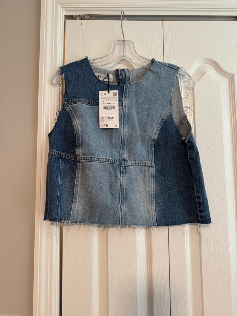 Zara Denim Patchwork Sleeveless Top - Blue